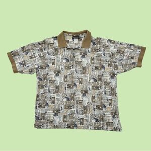 Vintage 90s Jantzen Sport AOP Golf Short Sleeve Polo Large